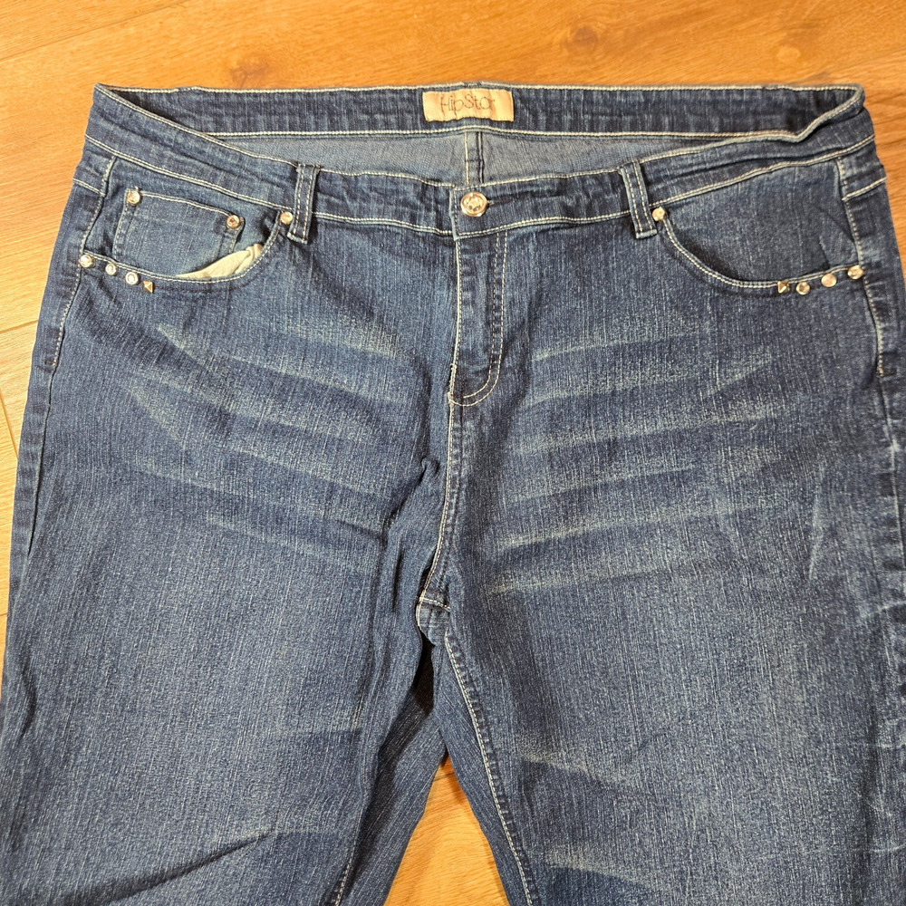 HipStar Womens Jeans 22 Medium Wash Stretch Denim Bedazzled Jeweled - Picture 3 of 14